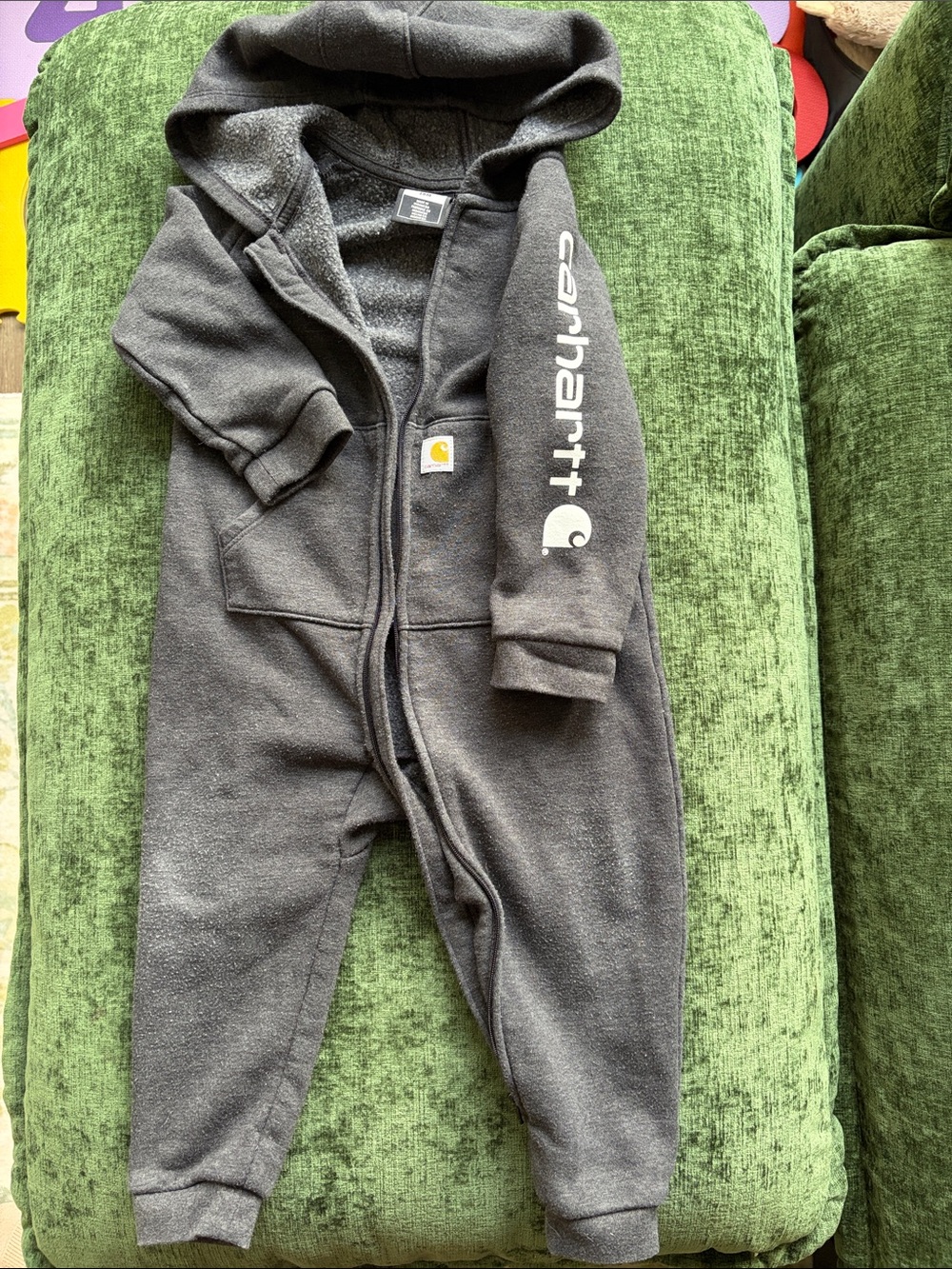 Carhartt Charcoal Gray Hooded Toddler One-Piece Romper